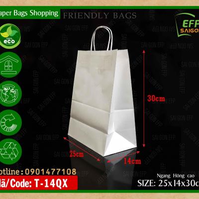 Túi giấy kraft trắng có quai xách shopping